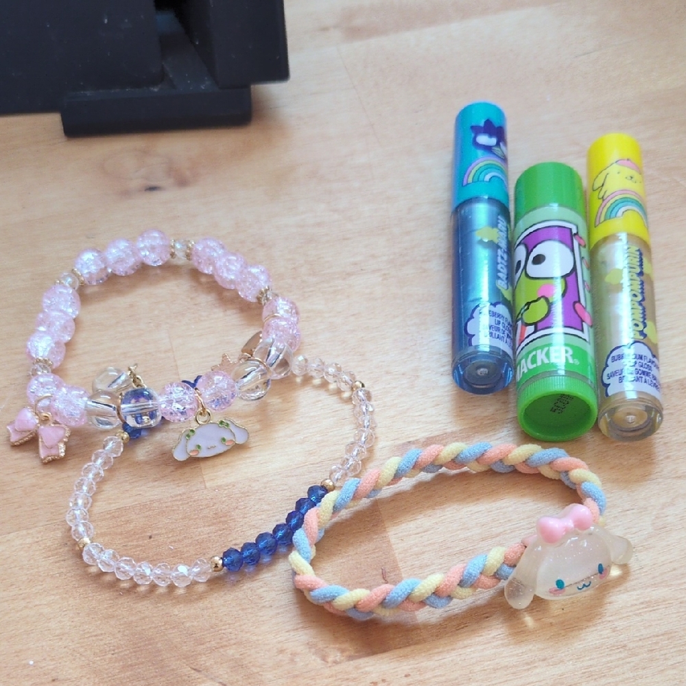 Sanrio Colorful Bracelet and Lip Balm Set